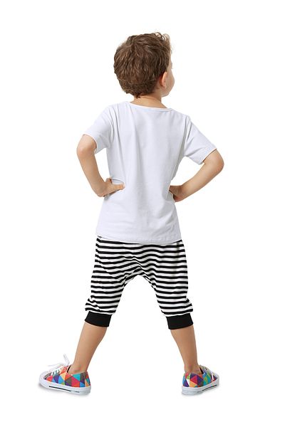 Denokids Pizza Crocodile Boy T-Shirt Capri Shorts Set