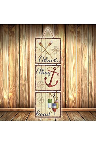 hazalshop Τριπλή ρετρό ξύλινη αφίσα Atlantic Design Ü371