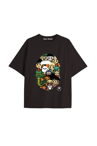Kalic Studio Tricou de vară negru cu model Mr. Bape UNISEX