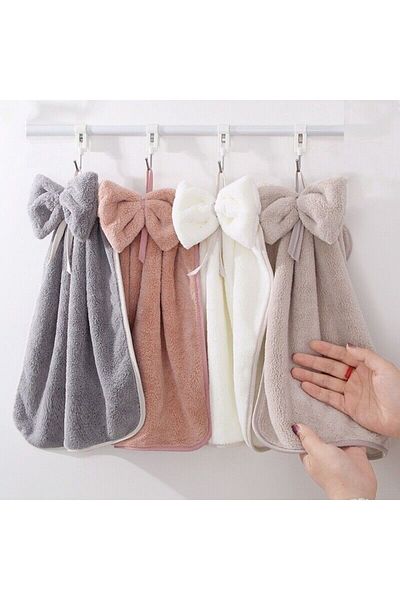 SB SizinBazar Cute Towel with White Bow Strap - 100% Cotton Bath Towel 40*40 Cm