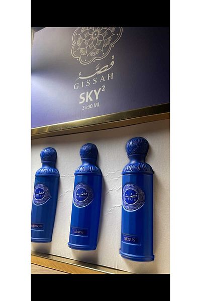 GISSAH بكج عطور قصه الجديد الازرق مكونه من 3 قطع او دي بارفيوم 3*90مل
