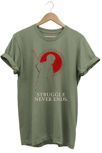 remonz Μπλουζάκι Berserk Guts με στάμπα χακί - Gothic Manga Style, Cotton Unisex, κοντομάνικο μπλουζάκι
