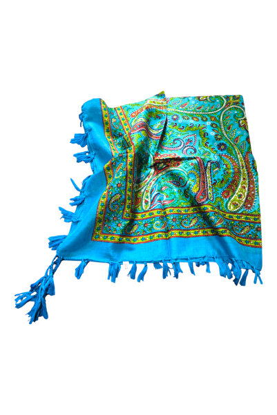 kızca وشاح حرير قطن 100% بشرابة على الحافة 110 سم