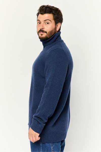 Jules Men High Neck Knitted Sweater, Navy