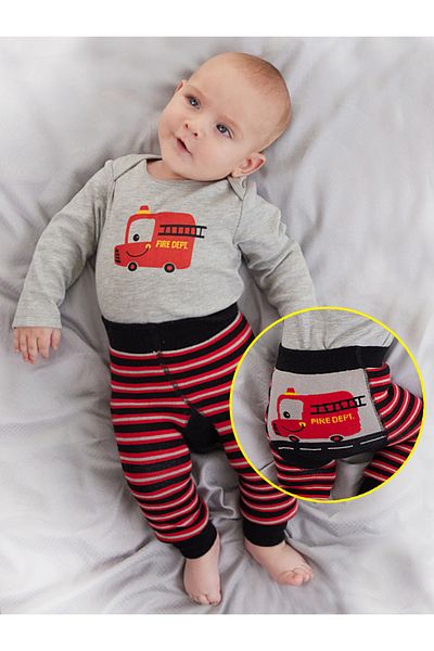 Denokids Feuerwehrmann-Baby-Body aus Strumpfhosen und Hosen