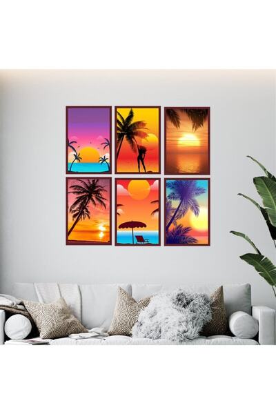 hazalshop Summer Vibes Themed 6 τεμάχια 20*30 cm Ξύλινο σετ ζωγραφικής με πλα...