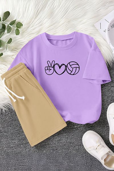 MYADA New Season Volleyball Love Printed 2-Piece Children's Set 23383