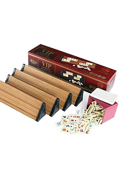 DERİK Artifact Game Gadgets Premium Vip Okey Wood Rummy Set Wood Okey Team with Melamine Stones Drk 1107872