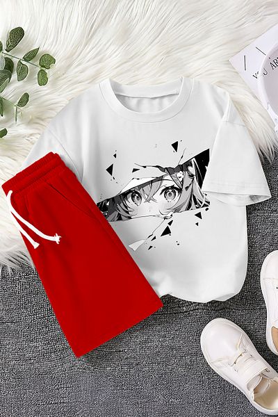 MYADA Set pentru copii din 2 piese cu imprimeu premium anime pentru fete 23460