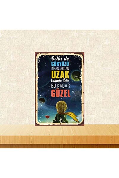 TAKIFİX Küçük Prens Belki De Gökyüzü 20-30 Cm Retro Ahşap Poster