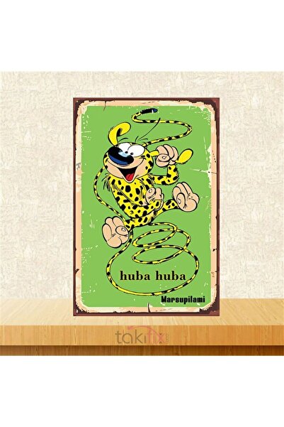 Wooden Retro Poster with Marsupilami Design