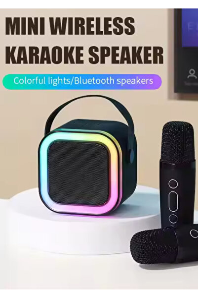yumax Bluetooth Karaoke Hoparlör Seti Mikrofonlu, RGB LED Işıklı, Yüksek Ses, TaşınabilirMüzik Bombası