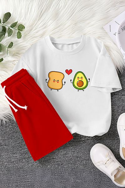 MYADA New Season Avocado and Characters Printed 2-Piece Children's Suit 23468