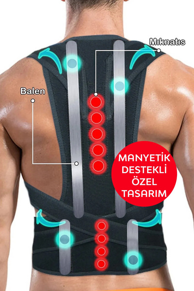 AnkaWood Balenli Manyetik Dik Duruş Korsesi Medikal Kamburluk Önleyici Sırt B...