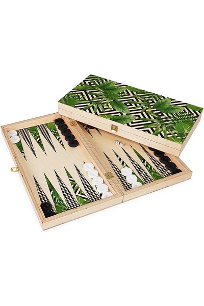 DERİK Htsp Leaves Minimal Handmade Modern Backgammon Set - 1St Quality Birch Marine Plywood, 25X48X6.5 cm