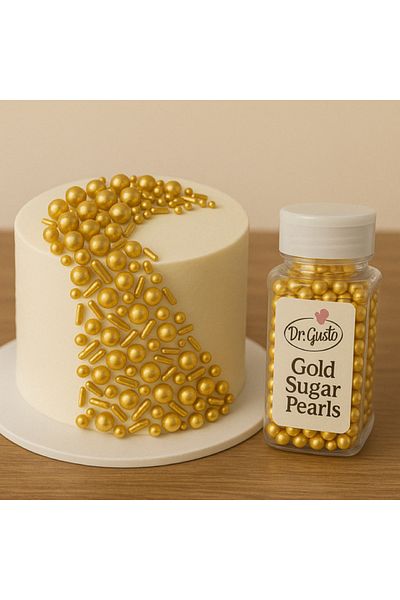 Dr. Gusto Cake Decoration Decorative Dragee Gold Gold Sprinkles No:4 50 Gr