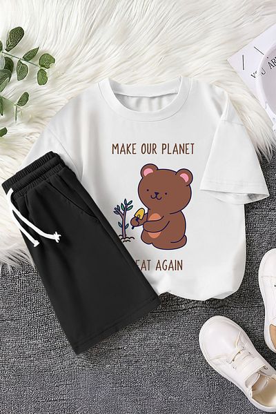 MYADA New Season Eco Bear Printed 2-Piece Children's Set 22790