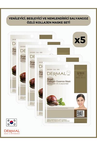 Dermal Snail Extract Collagen Mask - Renewing, Nourishing and Moisturizing, 23 Gr 5 Pieces