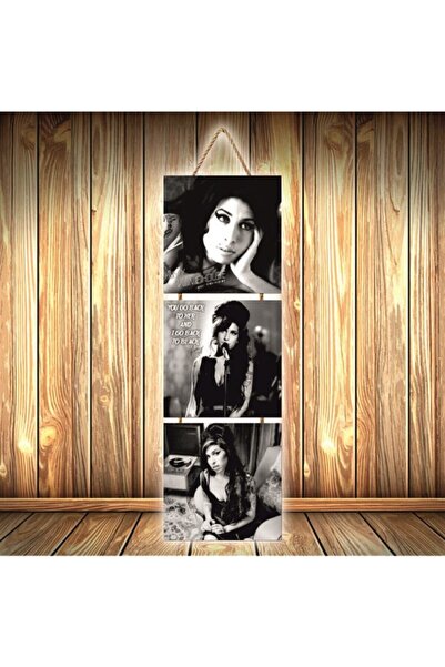 hazalshop Τριπλή ρετρό ξύλινη αφίσα με σχέδιο Amy Winehouse Ü355