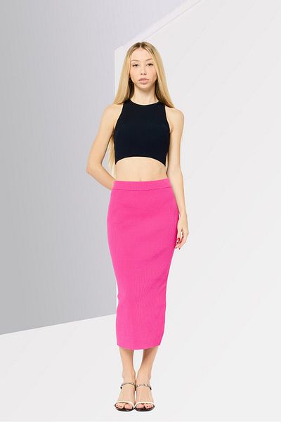 Michael Kors Women Ribbed Midi Pencil Skirt, Pink