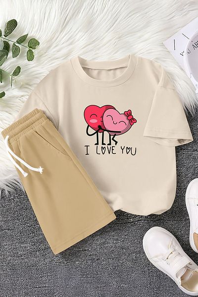 MYADA New Season Cute Heart Characters Printed 2-Piece Children's Set 23477