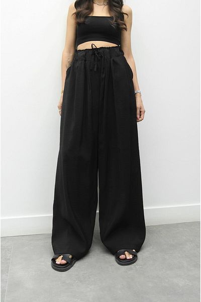 Havoş Black Elowen Drawstring Waist Trousers