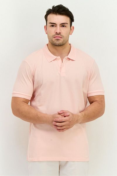 Riders by Lee Men Regular Fit Solid Short Sleeves Polo Shirt, Light Pink