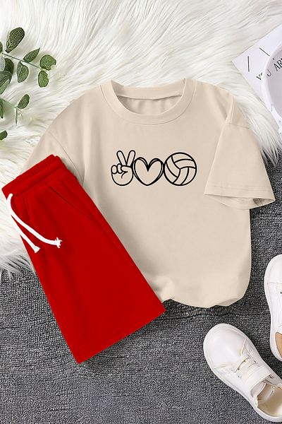 MYADA New Season Volleyball Love Printed 2-Piece Children's Set 23383