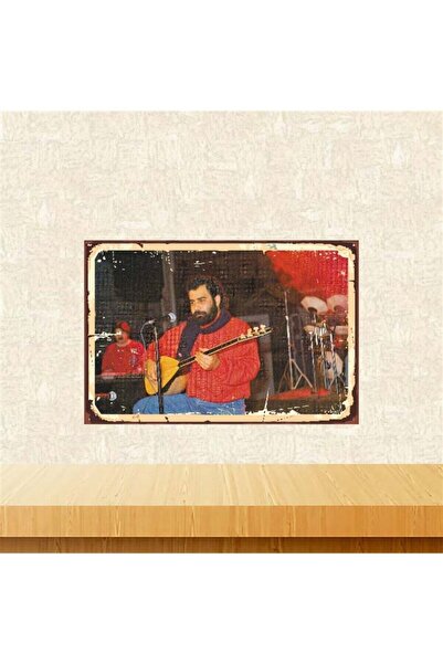 TAKIFİX Ahmet Kaya 20-30 cm Retro Ahşap Poster Tkfx3938