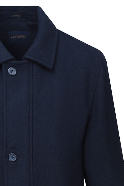 Hatemoğlu Navy Blue Regular Fit Baby Collar Woolen Coat