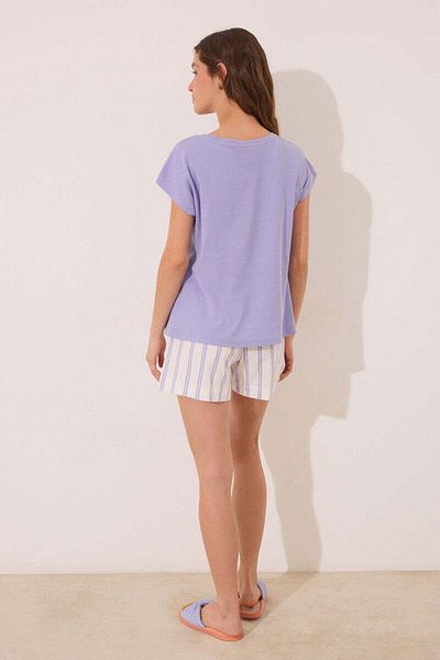 Women'secret Short lilac striped cotton short pyjamas