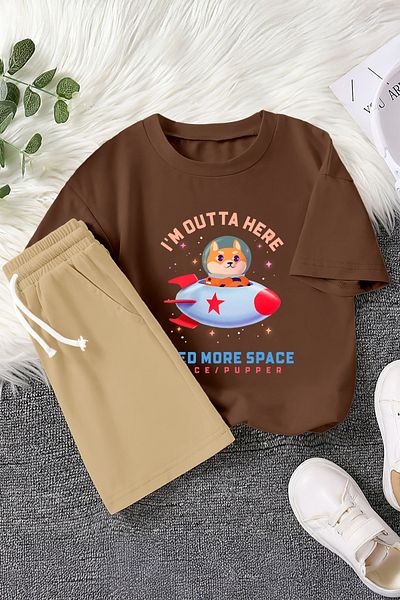 MYADA Premium Astronaut Fox Printed 2-Piece Children's Set 22952