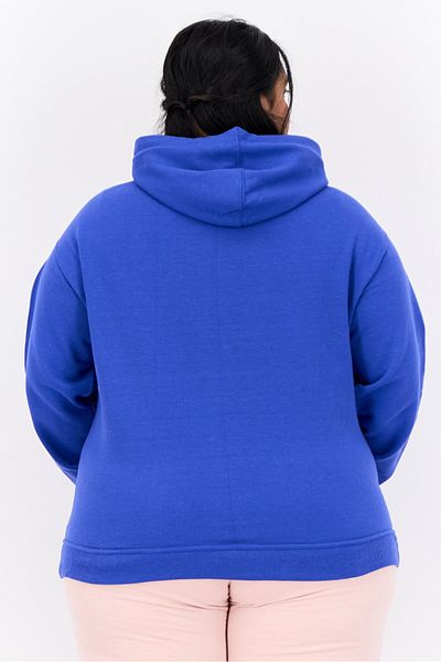 Champion Women Plus Size Long Sleeves Outdoor Hooded Sweatshirt, Teal Blue