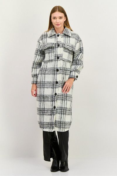 Violet Romance Women Plaid Trench Coat, Black/White
