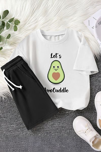 MYADA Noul sezon Să ne îmbrățișăm Scris Avocado Printed Set 2 piese pentru copii 22881
