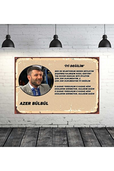 Home Azer Bülbül Iyi Değilim Şarkı Sözleri 20x30 Cm Retro Ahşap Tablo