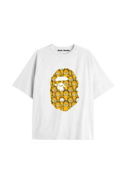 Kalic Studio Tricou alb de vară cu model Mr. Bape UNISEX