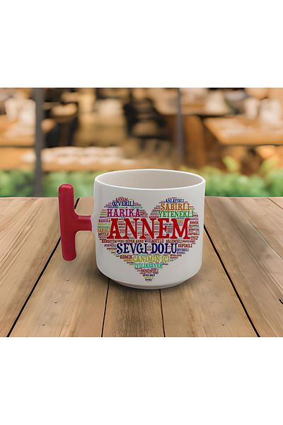 dik başlıyım Çünkü eğilince tacım düşüyor Mother's Day Special Red t Handle Coffee Cup 200 ml