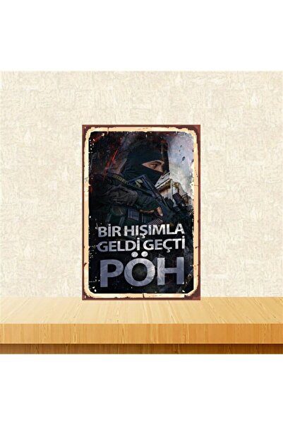 TAKIFİX Bir Hışımla Geldi Geçti Pöh 20-30 Cm Retro Ahşap Tablo Tkfx4562