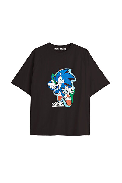 Kalic Studio Tricou de vară negru cu model UNISEX Mr. Sonic