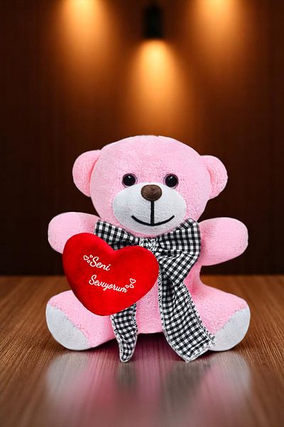 Canestar Special Design Bow Tie and Heart Details Special Gift for Lovers - Plush Bear