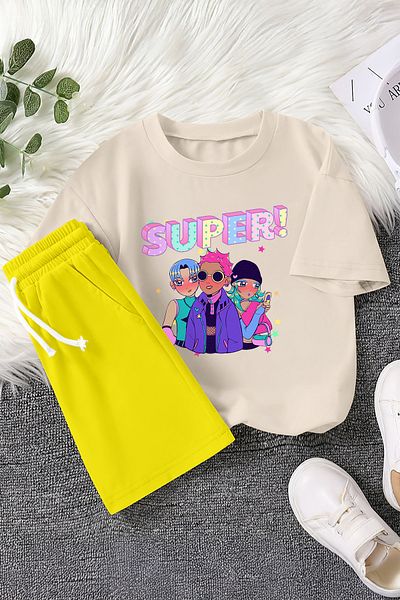 MYADA New Season Colorful Graffiti Super Anime Printed 2-Piece Children's Set 23471
