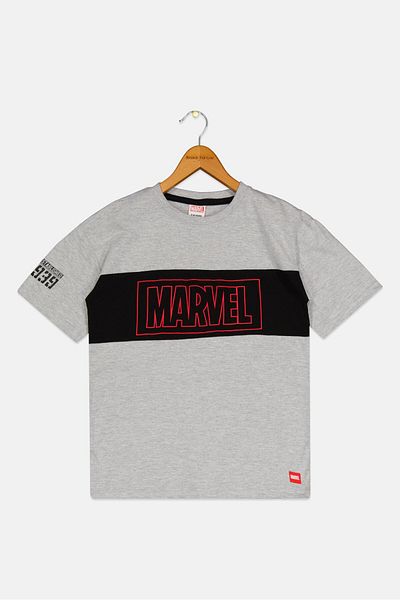 Marvel Kids Boy Crew Neck Short Sleeve Graphic Print T-shirt, Heather Grey