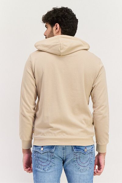 GAZZARRİNİ Men Brand Logo Long Sleeves Hoodie, Beige