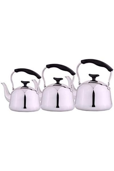 ALSAIF 3-piece teapot set, durable and elegant, ideal for serving tea and other types of tea. Silver color.