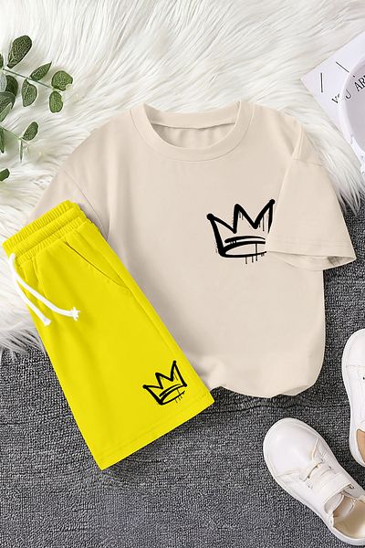 MYADA Premium Crown Graffiti Printed 2-Piece Children's Set 23461