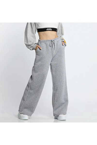 UYN SPORT Gray Wide Leg Oversized Pattern Comfortable Wear Sweatpants