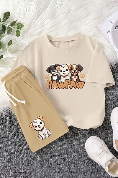MYADA Premium Pawpaw - Cute Dog Characters Printed 2-Piece Children's Set
