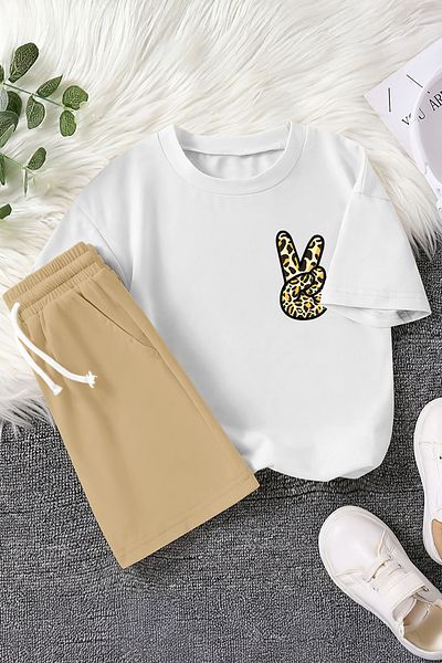 MYADA Set pentru copii din 2 piese cu imprimeu Peace Leopard New Season 23458