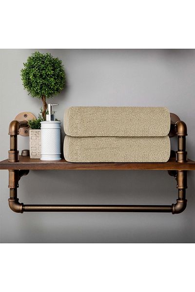SB SizinBazar Beige Bath Towel - 100% Cotton, Beach Towel 70 * 140 Cm